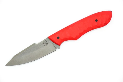 Maximus Knives - Mamba EDC - 2.75" 80crv2 Fixed Blade W/ Textured Red G-10 W/ Red Topographic Kydex Sheath