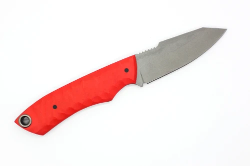 Maximus Knives - Mamba Hybrid - 3" 80crv2 Fixed Blade W/ Textured Red G-10 W/ Red Topographic Kydex Sheath