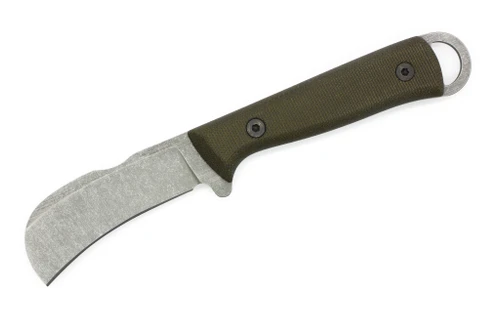 Very Good Knife Company - Lineman - 3.25" AEB-L Fixed Blade W/ Green Canvas Micarta Handle