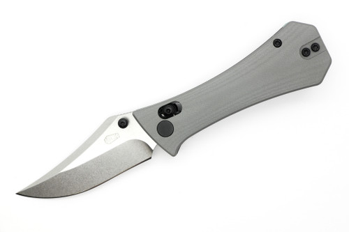 Aux Mfg - Pocket Bowie - 2.75" 14c28n Steel Folding Blade w/ Grey G-10 W/ Tiffany Blue Inserts Handles