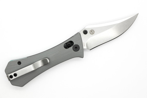 Aux Mfg - Pocket Bowie - 2.75" 14c28n Steel Folding Blade w/ Grey G-10 W/ Tiffany Blue Inserts Handles Aux Mfg - Pocket Bowie - 2.75" 14c28n Steel Folding Blade w/ Grey G-10 W/ Tiffany Blue Inserts Handles
