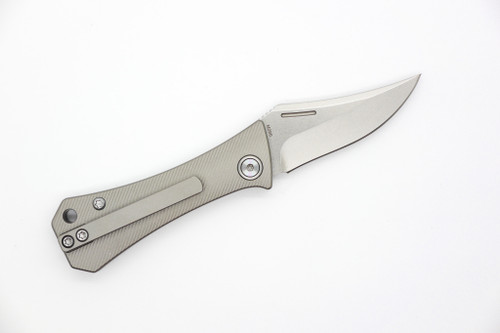 Aux Mfg - Pocket Bowie Slipjoint - 2.25" M390 Steel Folding Blade w/ Milled Titanium Handles Aux Mfg - Pocket Bowie Slipjoint - 2.25" M390 Steel Folding Blade w/ Milled Titanium Handles