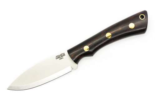 Lishen Knives - Little Canuck - 3.25" AEB-L Scandi Grind Fixed Blade W/ Desert Ironwood W/ Brass Pins Handle - 1