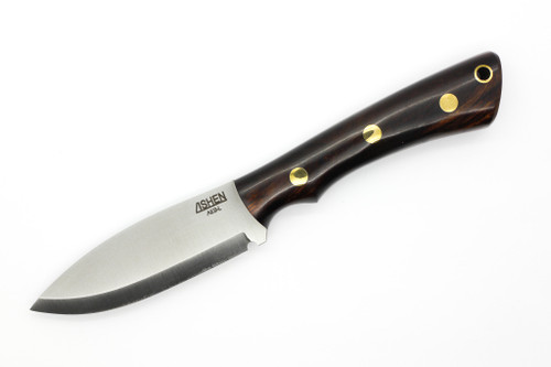 Lishen Knives - Little Canuck - 3.25" AEB-L Scandi Grind Fixed Blade W/ Desert Ironwood W/ Brass Pins Handle - 2