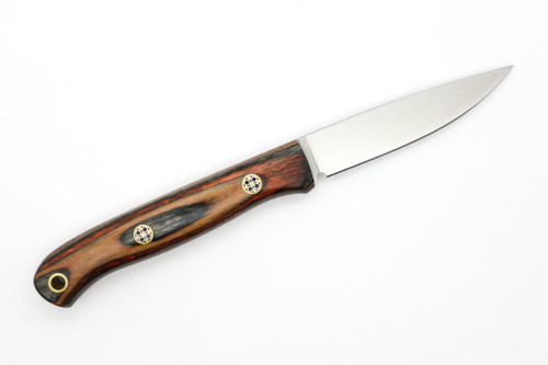 Lishen Knives - Little Fowl - 2.8" AEB-L Flat Grind Fixed Blade W/ Buckskin Dymalux W/ Mosaic Pins Handle
