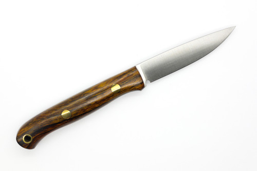 Lishen Knives - Little Fowl - 2.8" AEB-L Flat Grind Fixed Blade W/ Desert Ironwood W/ Brass Pins - 1 Lishen Knives - Little Fowl - 2.8" AEB-L Flat Grind Fixed Blade W/ Desert Ironwood W/ Brass Pins - 1
