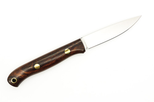 Lishen Knives - Little Fowl - 2.8" AEB-L Flat Grind Fixed Blade W/ Desert Ironwood W/ Brass Pins - 1