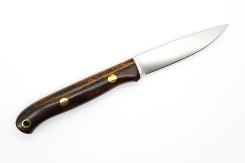 Lishen Knives - Little Fowl - 2.8" AEB-L Flat Grind Fixed Blade W/ Desert Ironwood W/ Brass Pins - 2 Lishen Knives - Little Fowl - 2.8" AEB-L Flat Grind Fixed Blade W/ Desert Ironwood W/ Brass Pins - 2