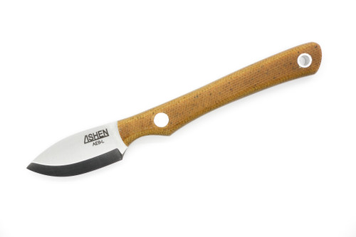 Lishen Knives - Mini Northern Scalpel - 1.75" AEB-L Scandi Grind Fixed Blade W/ Natural Canvas Micarta Handle