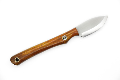 Lishen Knives - Mini Northern Scalpel - 1.75" AEB-L Scandi Grind Fixed Blade W/ Desert Ironwood W/ Mosaic Pins Handle - 1