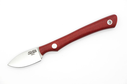 Lishen Knives - Northern Scalpel - 1.75" AEB-L Flat Grind Fixed Blade W/ Red Canvas Micarta Handle