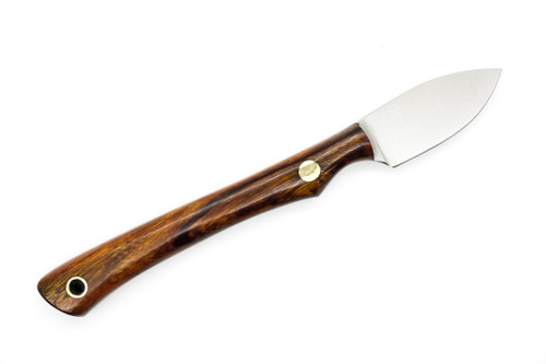 Lishen Knives - Northern Scalpel - 1.75" AEB-L Flat Grind Fixed Blade W/ Desert Ironwood W/ Brass Pins Handle - 1
