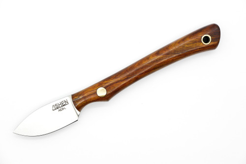 Lishen Knives - Northern Scalpel - 1.75" AEB-L Flat Grind Fixed Blade W/ Desert Ironwood W/ Brass Pins Handle - 1