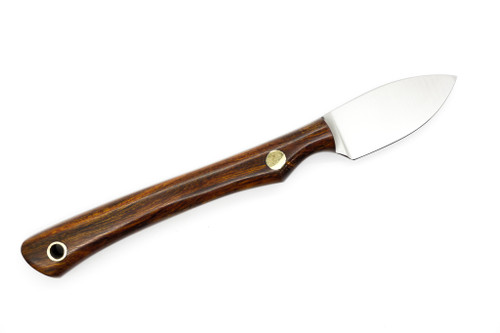 Lishen Knives - Northern Scalpel - 1.75" AEB-L Flat Grind Fixed Blade W/ Desert Ironwood W/ Brass Pins Handle - 2