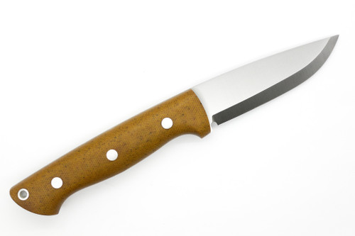 Lishen Knives - Dakota - 3.75" AEB-L Scandi Grind Fixed Blade W/ Natural Canvas Micarta Handle