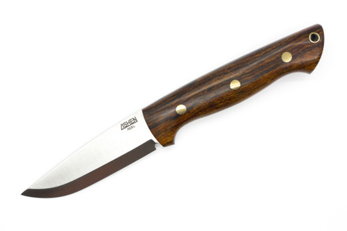 Lishen Knives - Dakota - 3.75" AEB-L Scandi Grind Fixed Blade W/ Desert Ironwood W/ Brass Pins Handle - 1