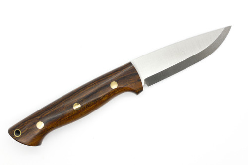 Lishen Knives - Dakota - 3.75" AEB-L Scandi Grind Fixed Blade W/ Desert Ironwood W/ Brass Pins Handle - 1 Lishen Knives - Dakota - 3.75" AEB-L Scandi Grind Fixed Blade W/ Desert Ironwood W/ Brass Pins Handle - 1