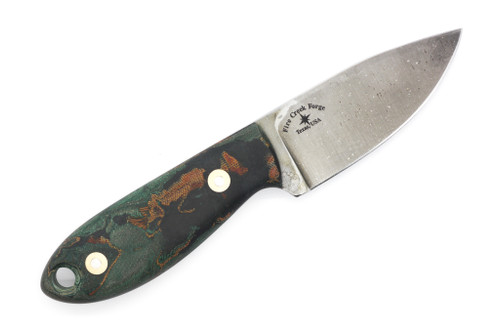Fire Creek Forge - Badger - 3.1" 52100 Steel Fixed Blade W/ Boreal Burl Micarta Handle Fire Creek Forge - Badger - 3.1" 52100 Steel Fixed Blade W/ Boreal Burl Micarta Handle