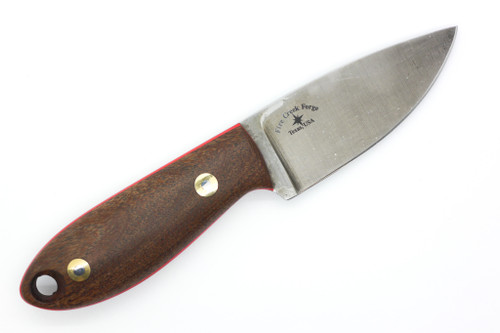 Fire Creek Forge - Badger - 3.1" 52100 Steel Fixed Blade W/ Mosquite Wood W/ Red Liners Handle Fire Creek Forge - Badger - 3.1" 52100 Steel Fixed Blade W/ Mosquite Wood W/ Red Liners Handle