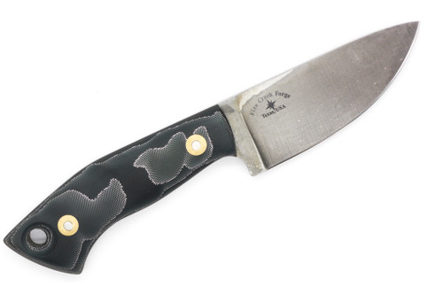 Fire Creek Forge - Sidekick - 3.2" 52100 Steel Fixed Blade W/ Black Resin W/ Mesh Handle
