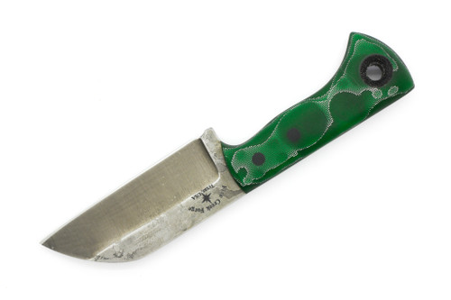 Fire Creek Forge - Buckthorn Wharncliffe - 3" 52100 Steel Fixed Blade W/ Green Resin W/ Mesh Handle