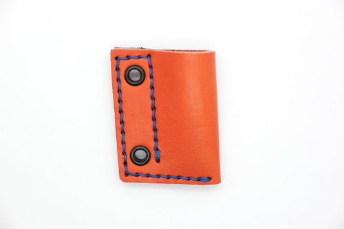 Aux Mfg - Pocket Lint Sheath - Orange Leather with Blue Stitching 