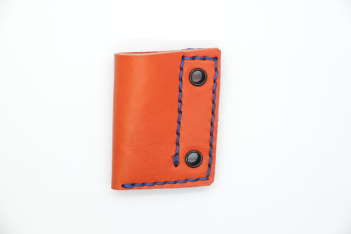 Aux Mfg - Pocket Lint Sheath - Orange Leather with Blue Stitching Aux Mfg - Pocket Lint Sheath - Orange Leather with Blue Stitching