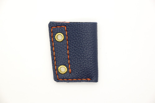 Aux Mfg - Pocket Lint Sheath - Dark Blue Leather with Orange Stitching 