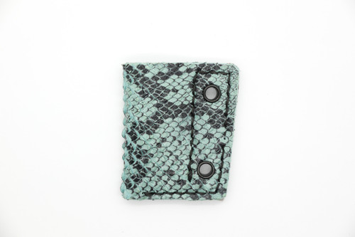 Aux Mfg - Pocket Lint Sheath - Light Blue Snake Skin Leather with Black Stitching 