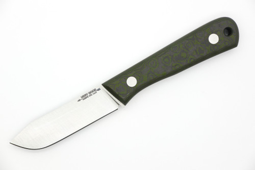 Very Good Knife Company - Pocket Doc - 2.8" Nitro-V Fixed Blade W/ Forest Eye Fat Carbon Handle