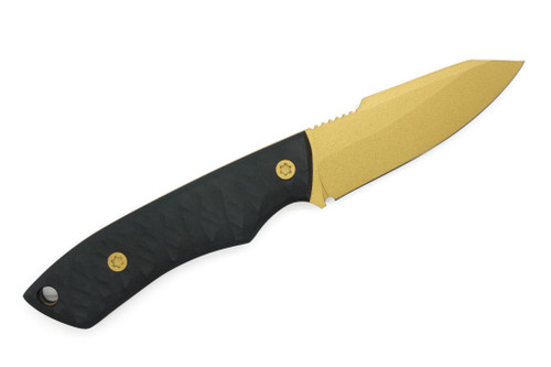 Maximus Knives - Mamba Hybrid - 3" 80crv2 Gold Cerakote Fixed Blade W/ Textured Black G-10 W/ Black Topographic Kydex Sheath Maximus Knives - Mamba Hybrid - 3" 80crv2 Gold Cerakote Fixed Blade W/ Textured Black G-10 W/ Black Topographic Kydex Sheath