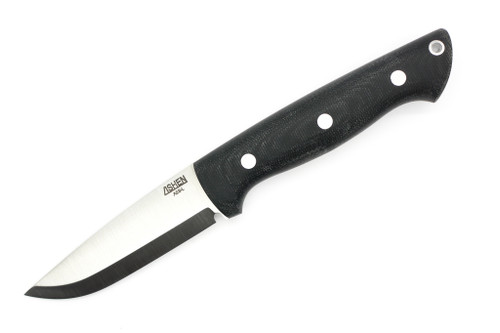 Lishen Knives - Dakota - 3.75" AEB-L Scandi Grind Fixed Blade W/ Black Canvas Micarta Handle