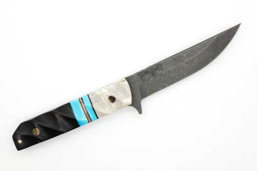 Half Face Blades - Kwaiken - Colorado Elk, Turquoise Tru-Stone Split, Copper Pin Stripe, Ironwood, Mosaic Pins, Textured Grip