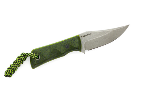 Bald Man Knife & Tool - L.P. 1 - 2.25" Magnacut Steel Fixed Blade W/ Green Zombie Grip-X Handle & Black Kydex Sheath Bald Man Knife & Tool - L.P. 1 - 2.25" Magnacut Steel Fixed Blade W/ Green Zombie Grip-X Handle & Black Kydex Sheath