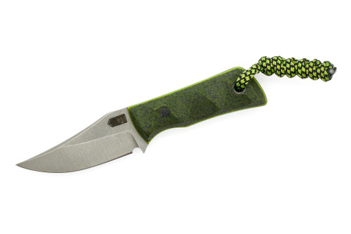 Bald Man Knife & Tool - L.P. 1 - 2.25" Magnacut Steel Fixed Blade W/ Green Zombie Grip-X Handle & Black Kydex Sheath