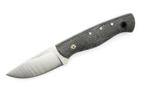 Cypress Creek Knives - Guide TT - 3" Magnacut Steel Fixed Blade W/ Gray Burlap Micarta W/ Tiffany Blue Liners Handle