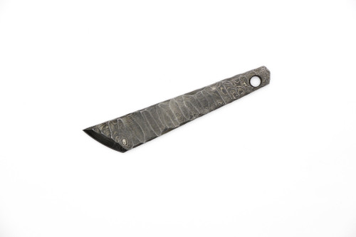 Lex Rex Customs - Large Damascus Kiridashi - 3.5" Damasacus Steel Skeletonized Fixed Knife W/ Black & Red Kydex