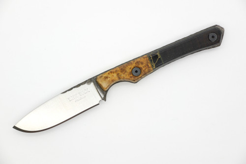 Lex Rex Customs - EDC Goblin - 2.4" 80crv2 Steel Fixed Knife W/ Black Resin W/ Black & Copper Tru-Stone & Maple Burl Handle 