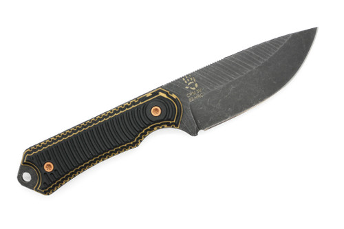 Ice Age Blades - Mammoth Hunter - 4" CPM3V Steel Fixed Knife W/ Textured Black & Tan Richlite Paper Micarta Handle Ice Age Blades - Mammoth Hunter - 4" CPM3V Steel Fixed Knife W/ Textured Black & Tan Richlite Paper Micarta Handle