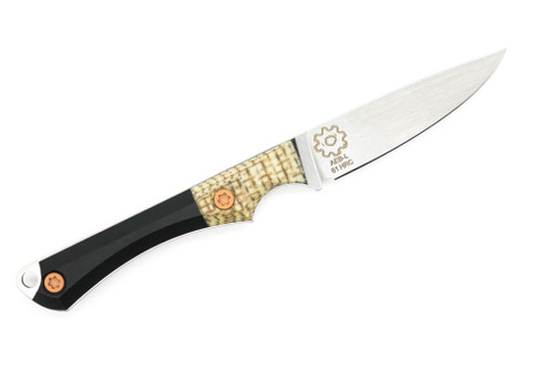 Ice Age Blades - Slim Scout - 3" AEB-L Steel Fixed Knife W/ White Jute Micarta W/ Black Richlite Handle Ice Age Blades - Slim Scout - 3" AEB-L Steel Fixed Knife W/ White Jute Micarta W/ Black Richlite Handle
