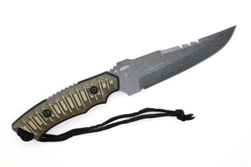TOPS Knives - Storm Rider - 250th Anniversary Edition - Tactical Gray Coated 1095 Steel Fixed Blade - Tan & Black G-10 Handle