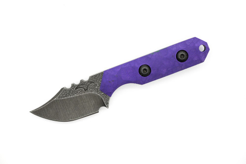 Tactical Pterodactyl Knives - Mini Bowie - 1.75" CPM 154 Fixed Blade W/ Purple G-10 Handle & Black Kydex Sheath
