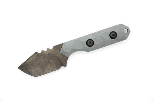 Tactical Pterodactyl Knives - Mini Tanto - 1.75" Magnacut Acid Wash Fixed Blade W/ Grey G-10 Handle & Black Kydex Sheath