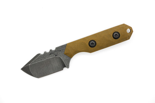 Tactical Pterodactyl Knives - Mini Tanto - 1.75" Magnacut Fixed Blade W/ FDE G-10 Handle & Chocolate Kydex Sheath