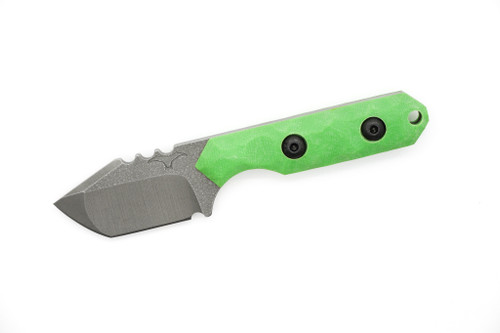 Tactical Pterodactyl Knives - Mini Tanto - 1.75" Magnacut Fixed Blade W/ Lime Green G-10 Handle & Grey Kydex Sheath