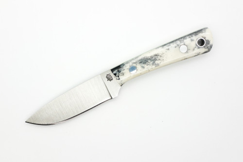 LT Wright Knives Small Pouter - AEB-L Steel - Flat Grind - Black Bone w/ Toxic Green Liners