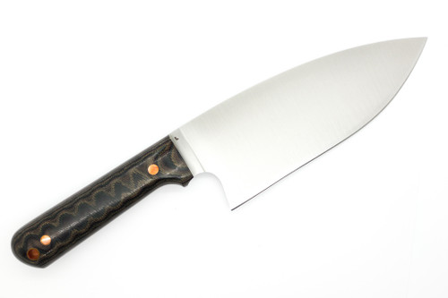 LT Wright Knives Camp Kitchen Knife - AEB-L Steel - Flat Grind - Python Canvas Micarta - Polished Finish LT Wright Knives Camp Kitchen Knife - AEB-L Steel - Flat Grind - Python Canvas Micarta - Polished Finish