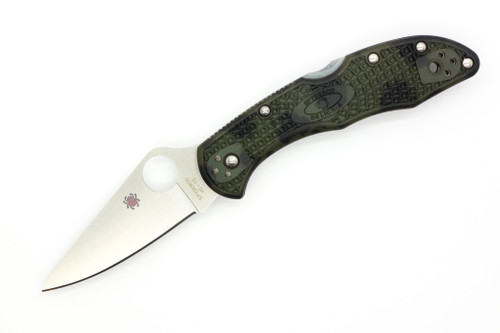 Spyderco Knives - Delica 4 Lightweight - 2.9" VG-10 Steel Folding Pocket Knife w/ Textured Green & Black FRN Handle