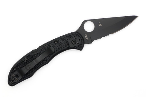 Spyderco Knives - Delica 4 Lightweight - 2.9" VG-10 Partially Serrated Steel Folding Pocket Knife w/ Textured Black FRN Handle Spyderco Knives - Delica 4 Lightweight - 2.9" VG-10 Partially Serrated Steel Folding Pocket Knife w/ Textured Black FRN Handle