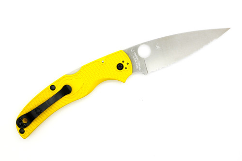 Spyderco Knives - Native Chief Lightweight - Salt Edition - 4" Magnacut Serrated Steel Folding Pocket Knife w/ Yellow Textured FRN Handle Spyderco Knives - Native Chief Lightweight - Salt Edition - 4" Magnacut Serrated Steel Folding Pocket Knife w/ Yellow Textured FRN Handle